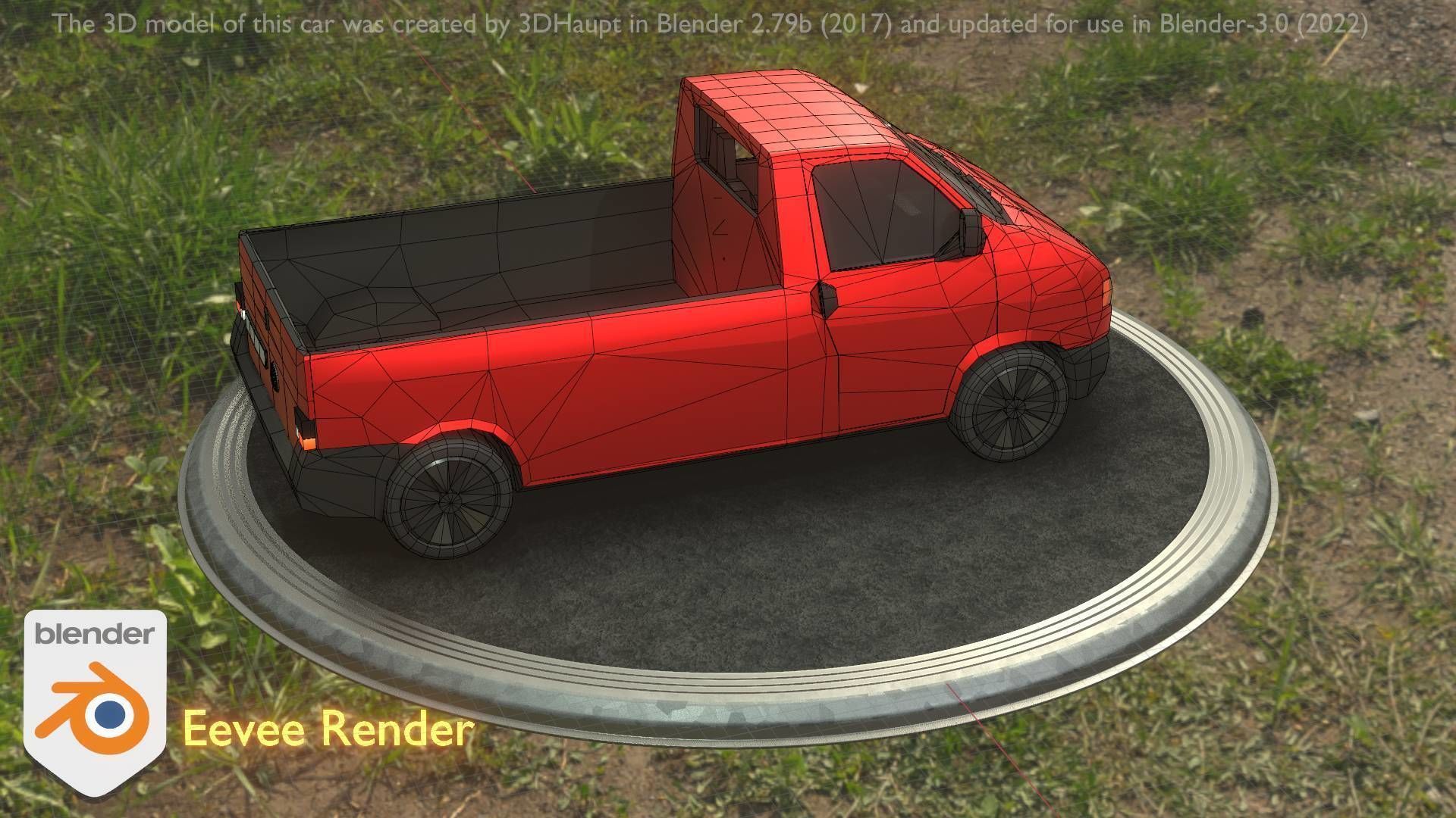 City Car 30 Commercial Pickup 3500 Type-C Red Low-poly 3D model_93