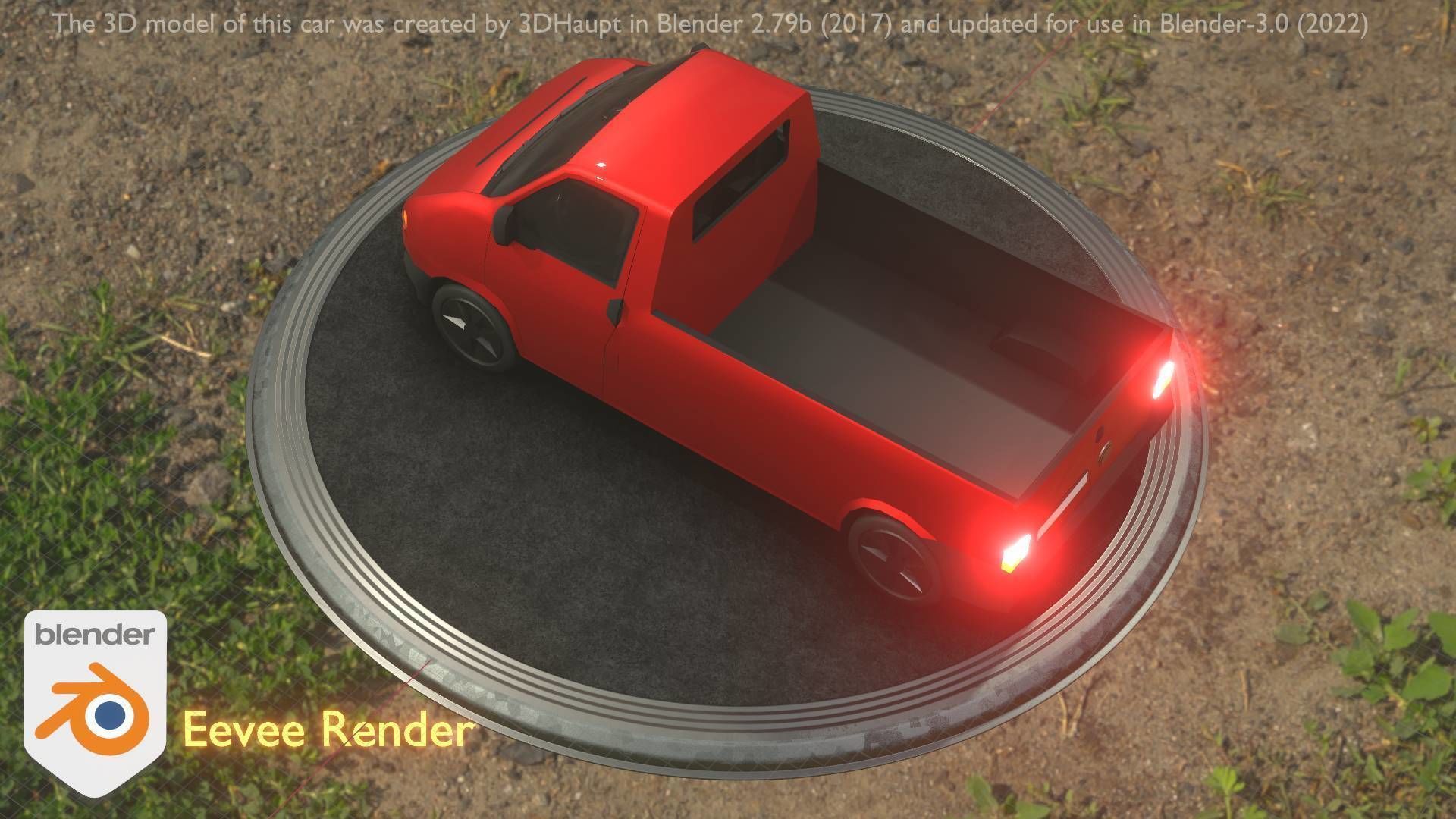 City Car 30 Commercial Pickup 3500 Type-C Red Low-poly 3D model_70