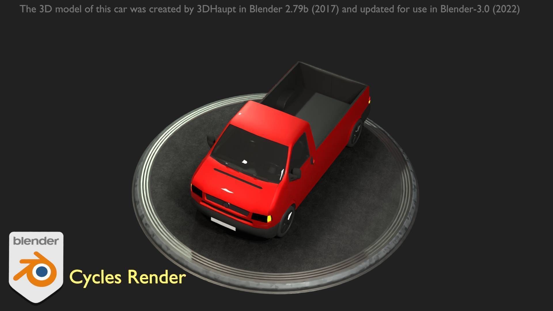 City Car 30 Commercial Pickup 3500 Type-C Red Low-poly 3D model_46