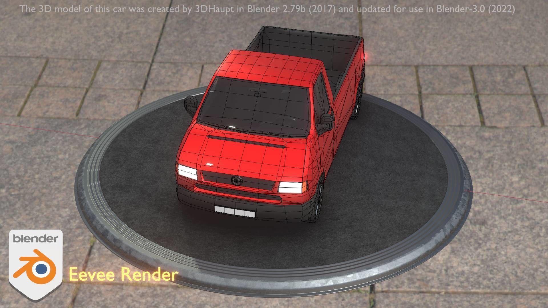 City Car 30 Commercial Pickup 3500 Type-C Red Low-poly 3D model_27