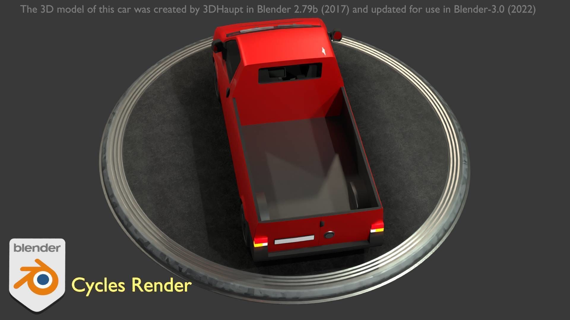 City Car 30 Commercial Pickup 3500 Type-C Red Low-poly 3D model_30