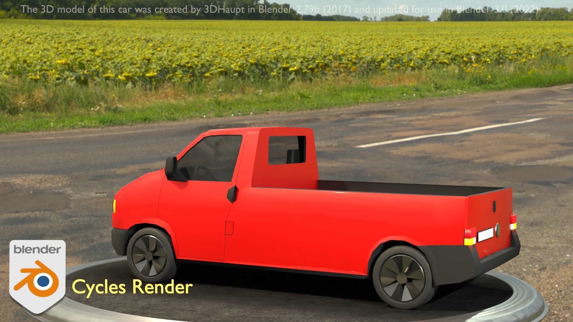 City Car 30 Commercial Pickup 3500 Type-C Red Low-poly 3D model_44