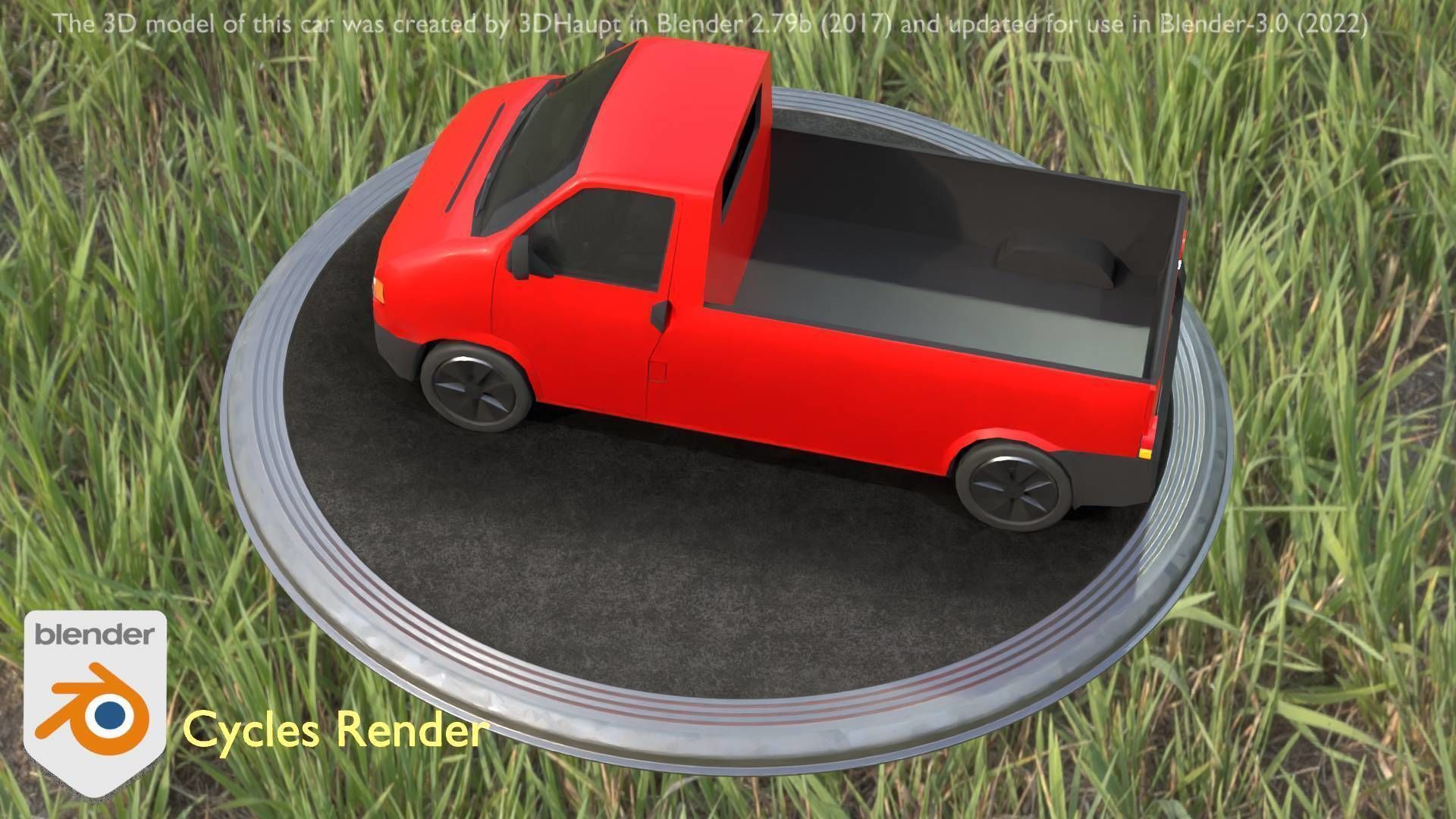 City Car 30 Commercial Pickup 3500 Type-C Red Low-poly 3D model_79