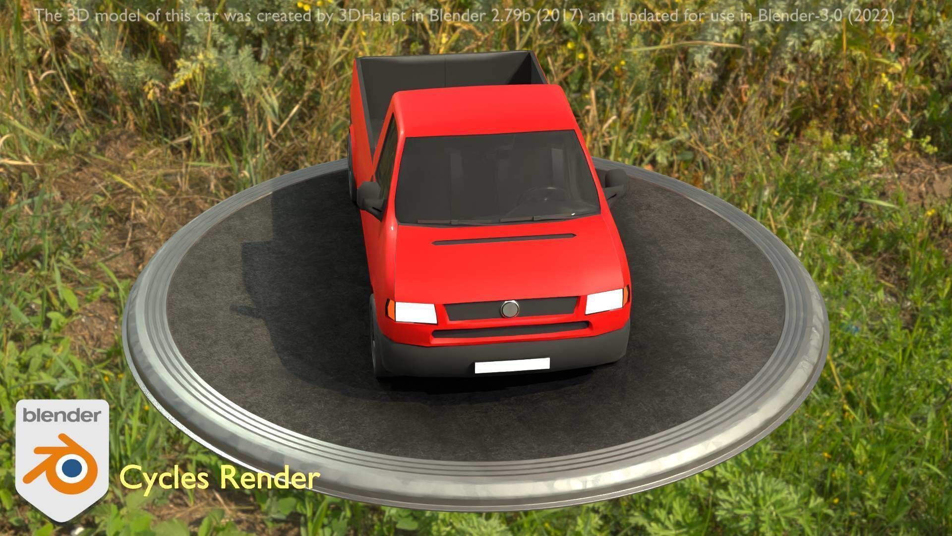 City Car 30 Commercial Pickup 3500 Type-C Red Low-poly 3D model_26