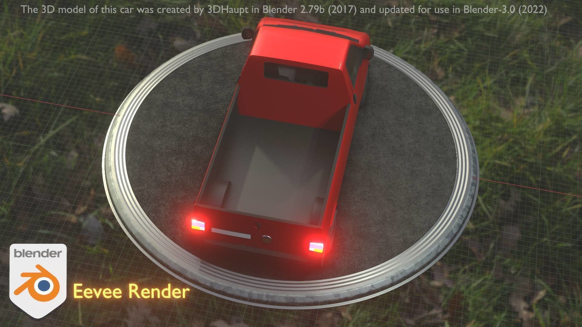 City Car 30 Commercial Pickup 3500 Type-C Red Low-poly 3D model_37