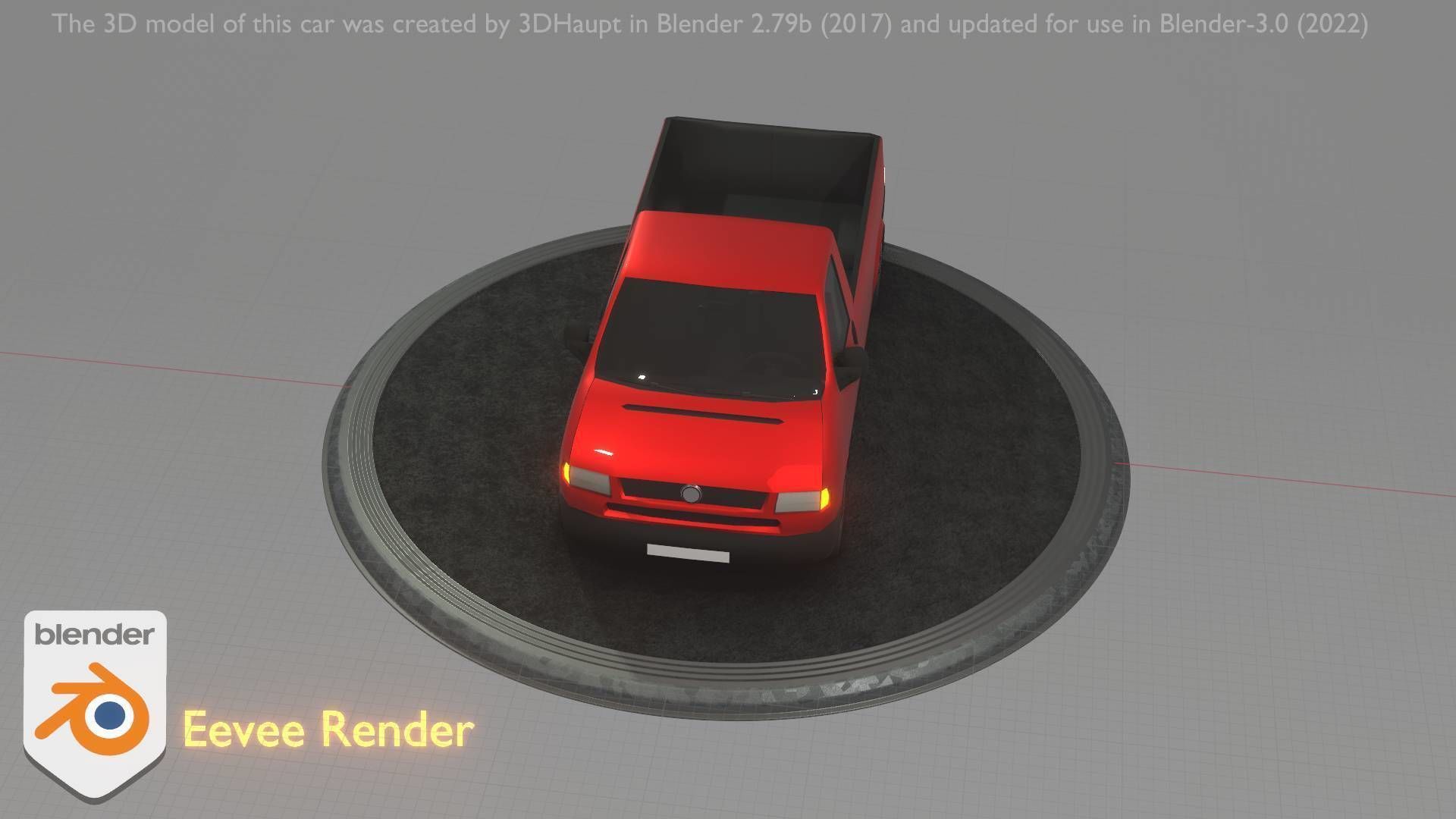 City Car 30 Commercial Pickup 3500 Type-C Red Low-poly 3D model_39