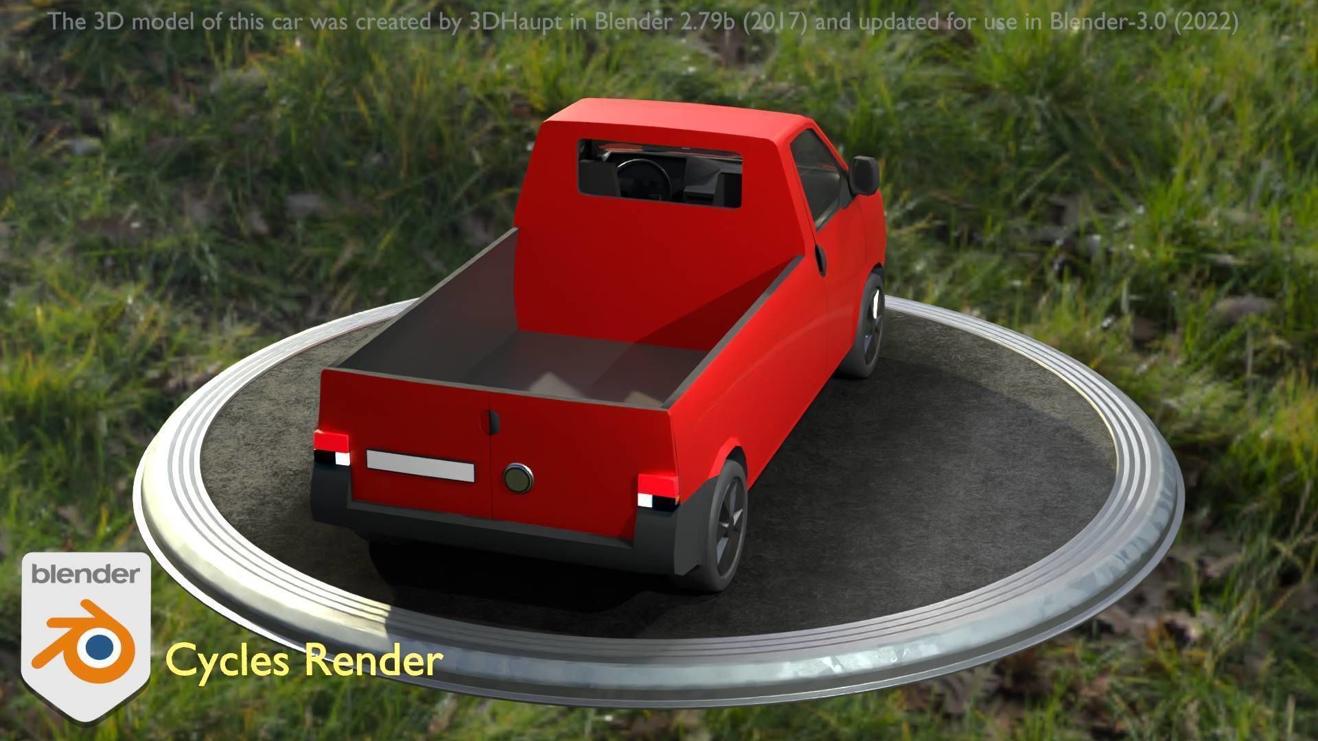 City Car 30 Commercial Pickup 3500 Type-C Red Low-poly 3D model_62