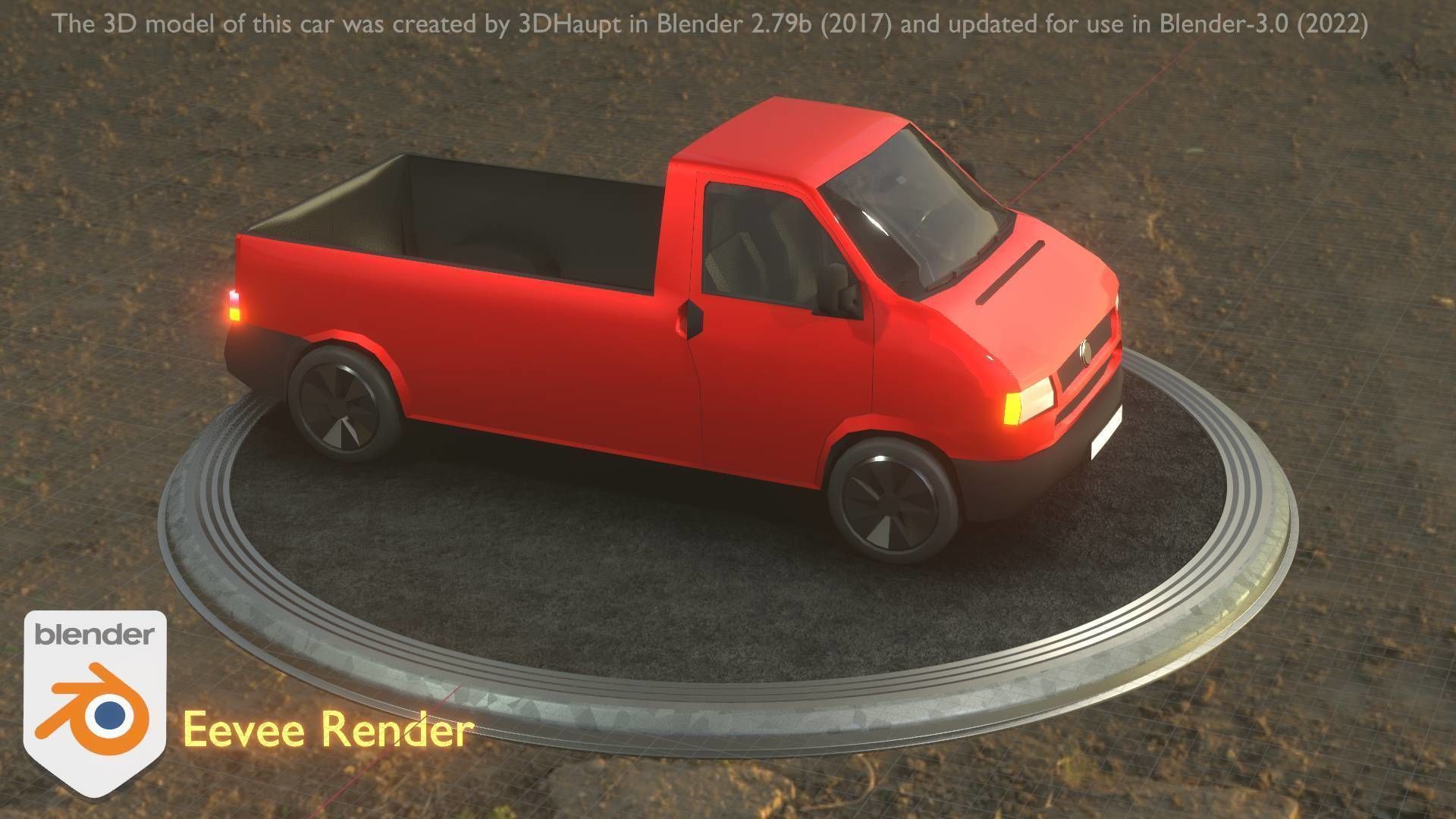 City Car 30 Commercial Pickup 3500 Type-C Red Low-poly 3D model_92