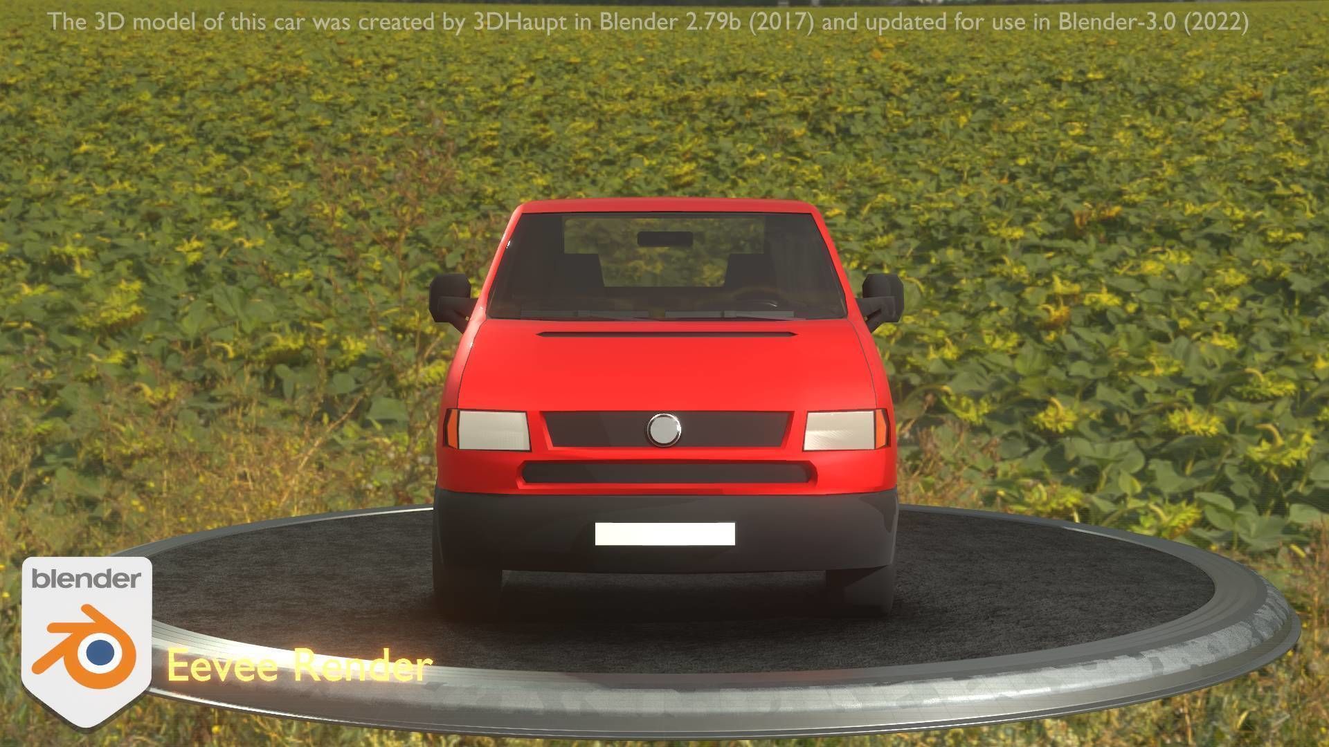 City Car 30 Commercial Pickup 3500 Type-C Red Low-poly 3D model_9