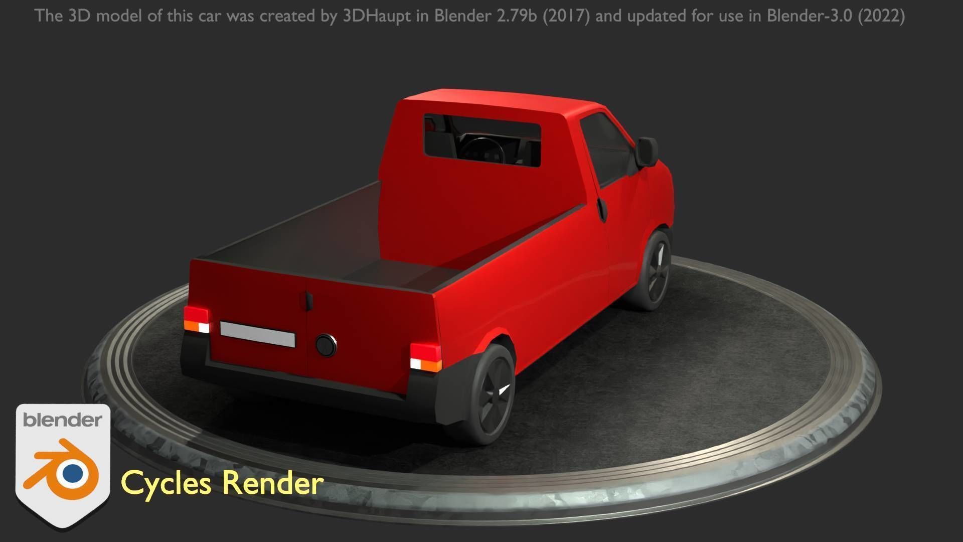 City Car 30 Commercial Pickup 3500 Type-C Red Low-poly 3D model_50