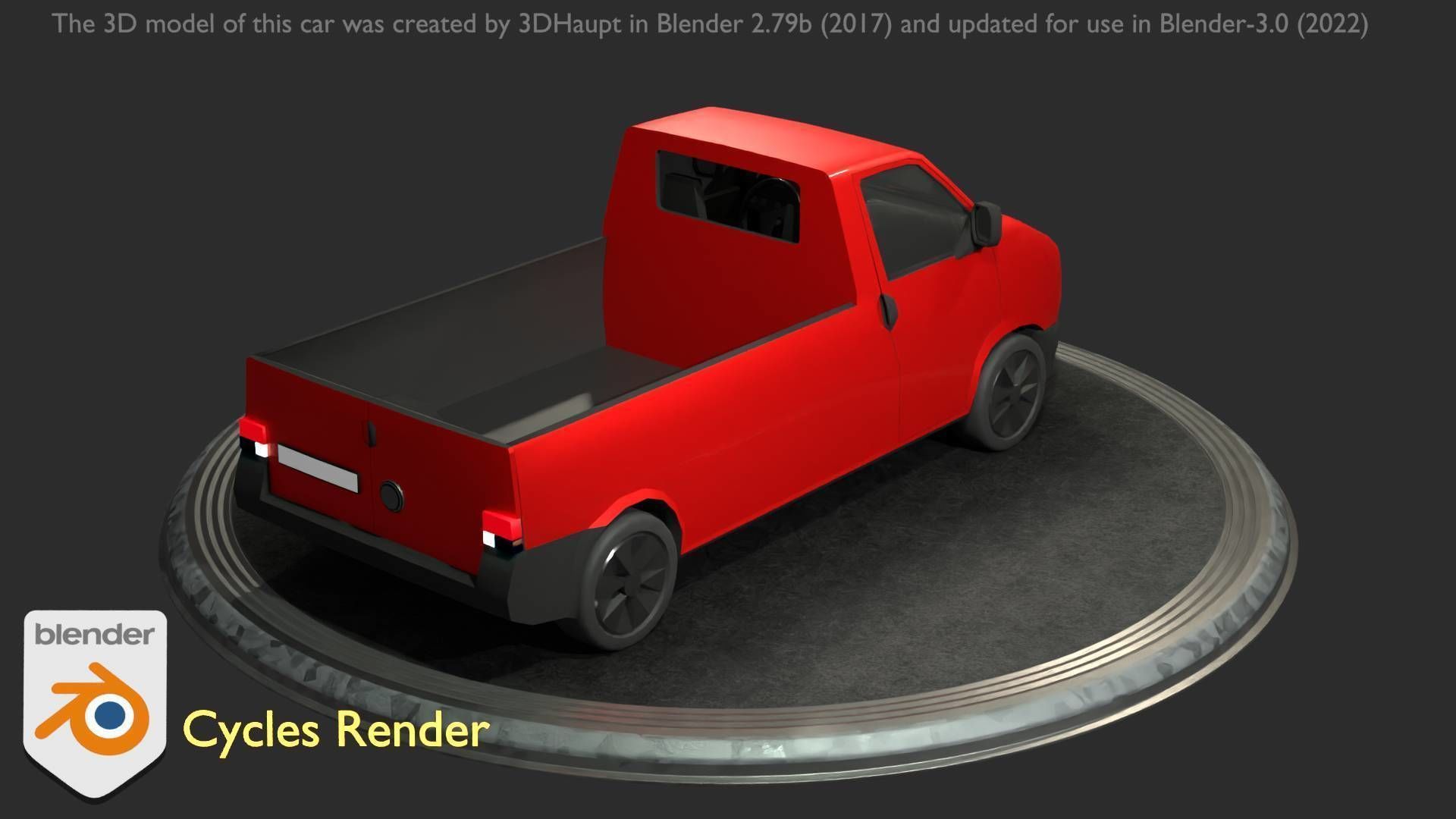 City Car 30 Commercial Pickup 3500 Type-C Red Low-poly 3D model_17