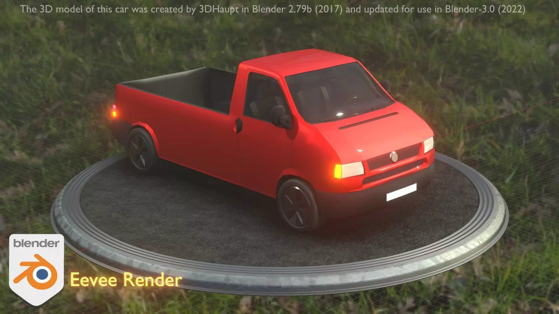 City Car 30 Commercial Pickup 3500 Type-C Red Low-poly 3D model_0