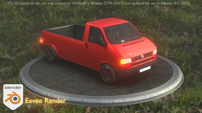 City Car 30 Commercial Pickup 3500 Type-C Red Low-poly 3D model