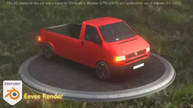 City Car 30 Commercial Pickup 3500 Type-C Red Low-poly 3D model