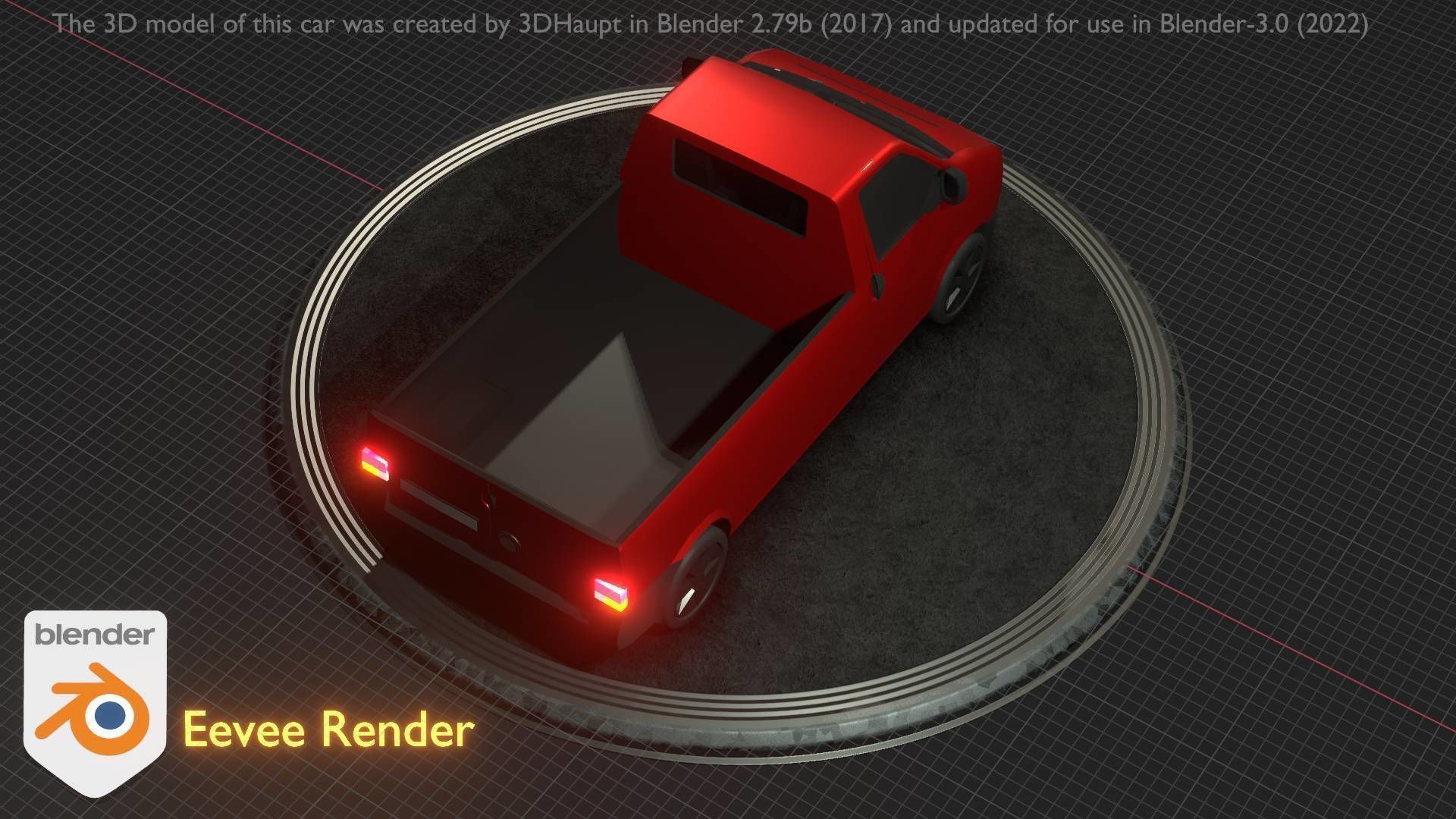 City Car 30 Commercial Pickup 3500 Type-C Red Low-poly 3D model_77