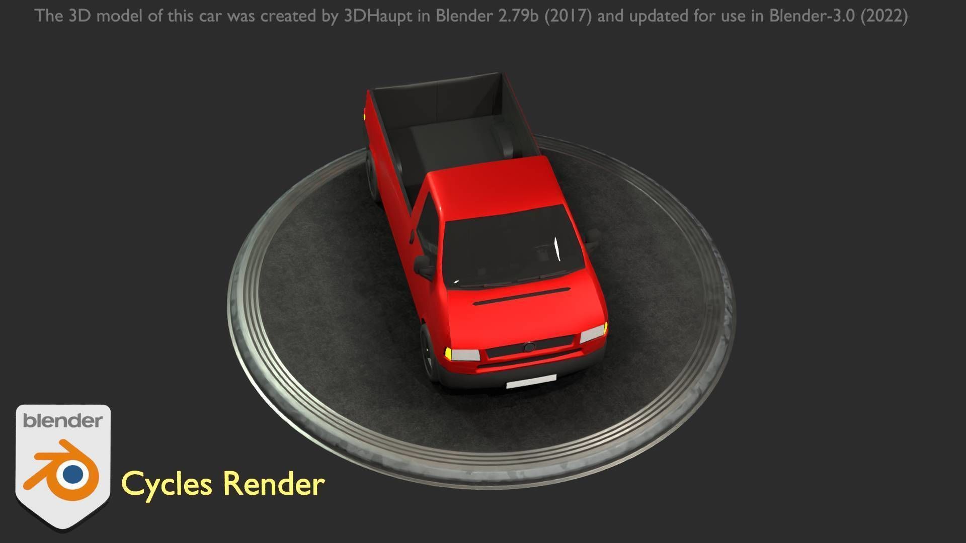 City Car 30 Commercial Pickup 3500 Type-C Red Low-poly 3D model_88