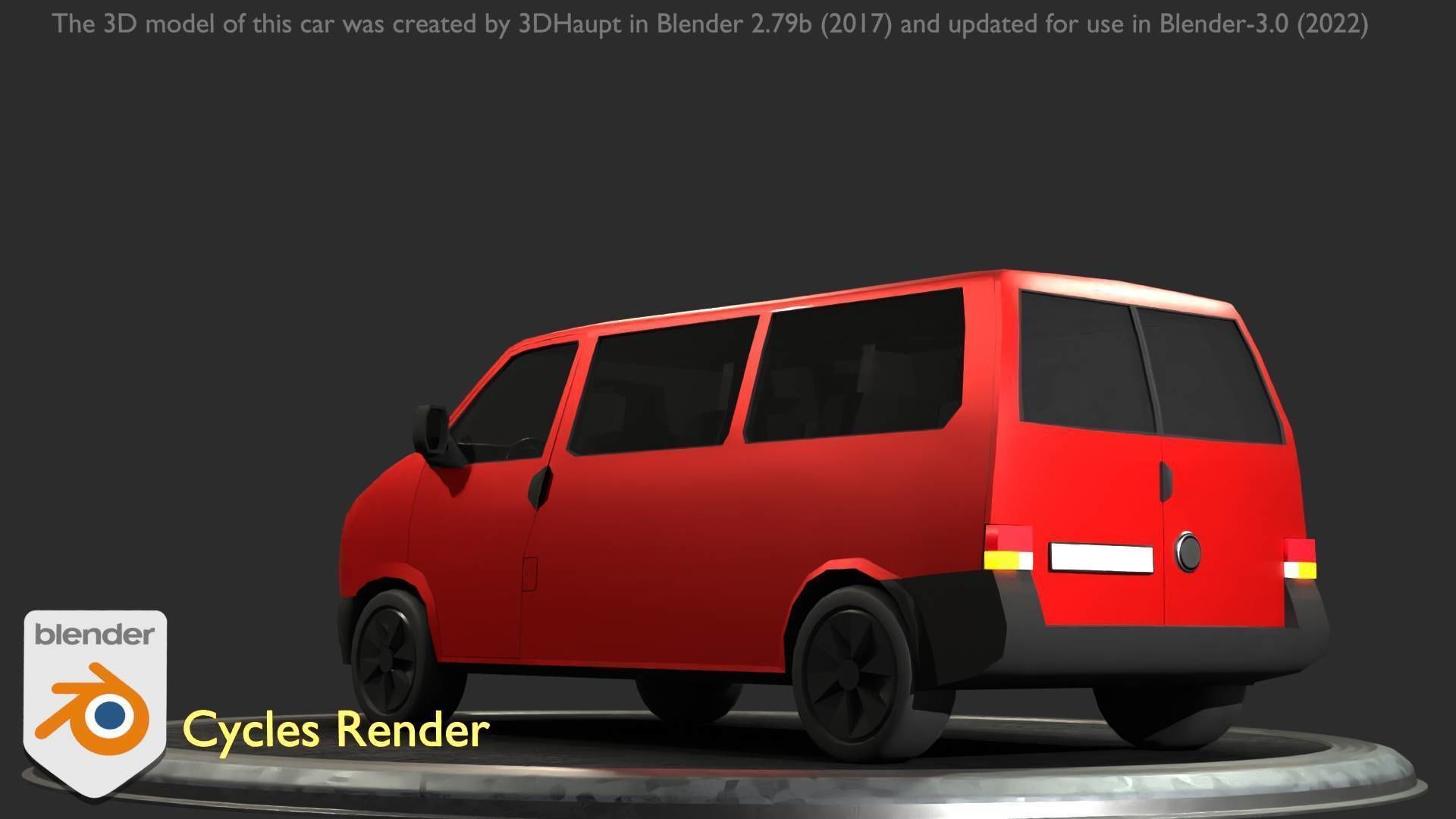 City Car 31 Commercial Minibus Type-C Red Low-poly 3D model_85