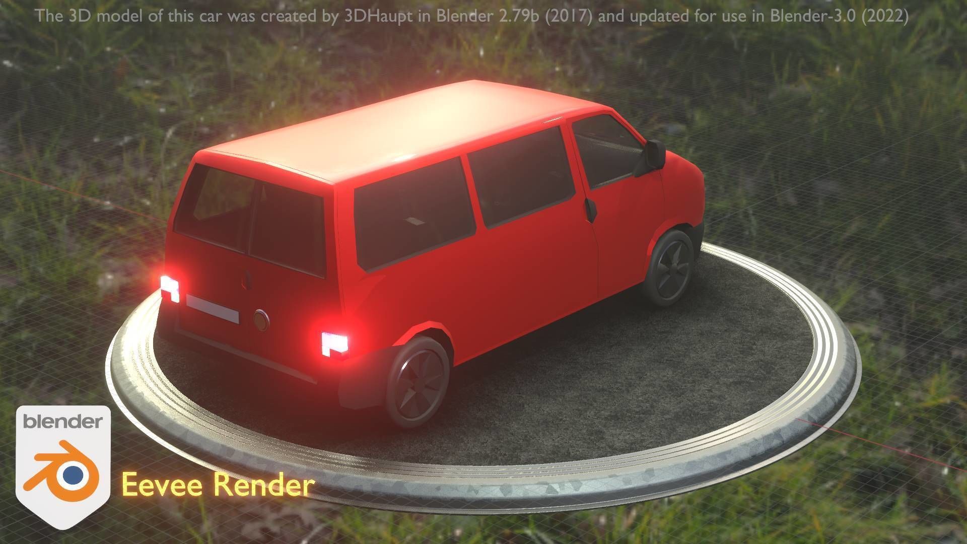 City Car 31 Commercial Minibus Type-C Red Low-poly 3D model_62