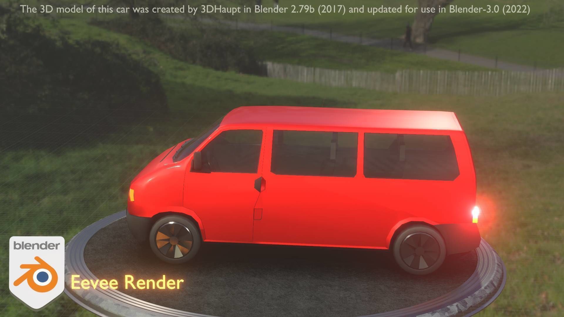 City Car 31 Commercial Minibus Type-C Red Low-poly 3D model_7
