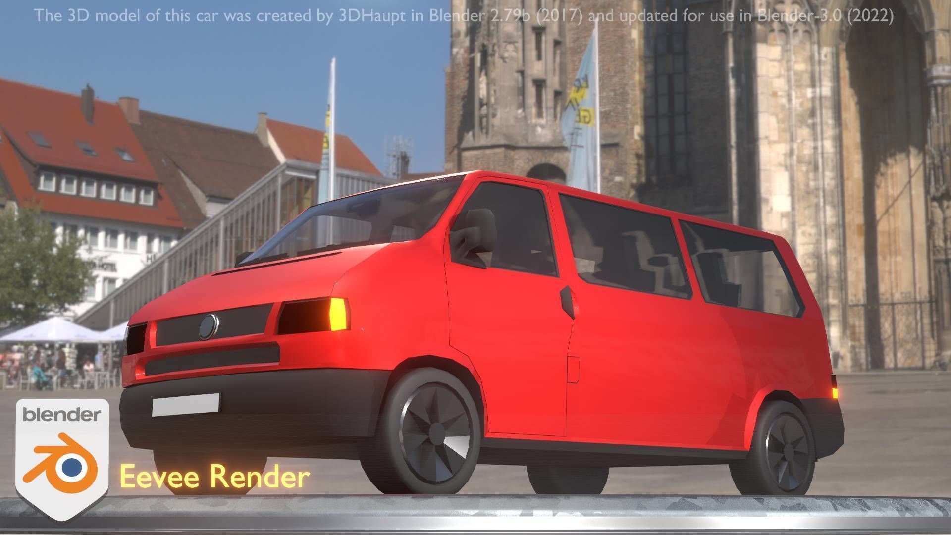 City Car 31 Commercial Minibus Type-C Red Low-poly 3D model_12