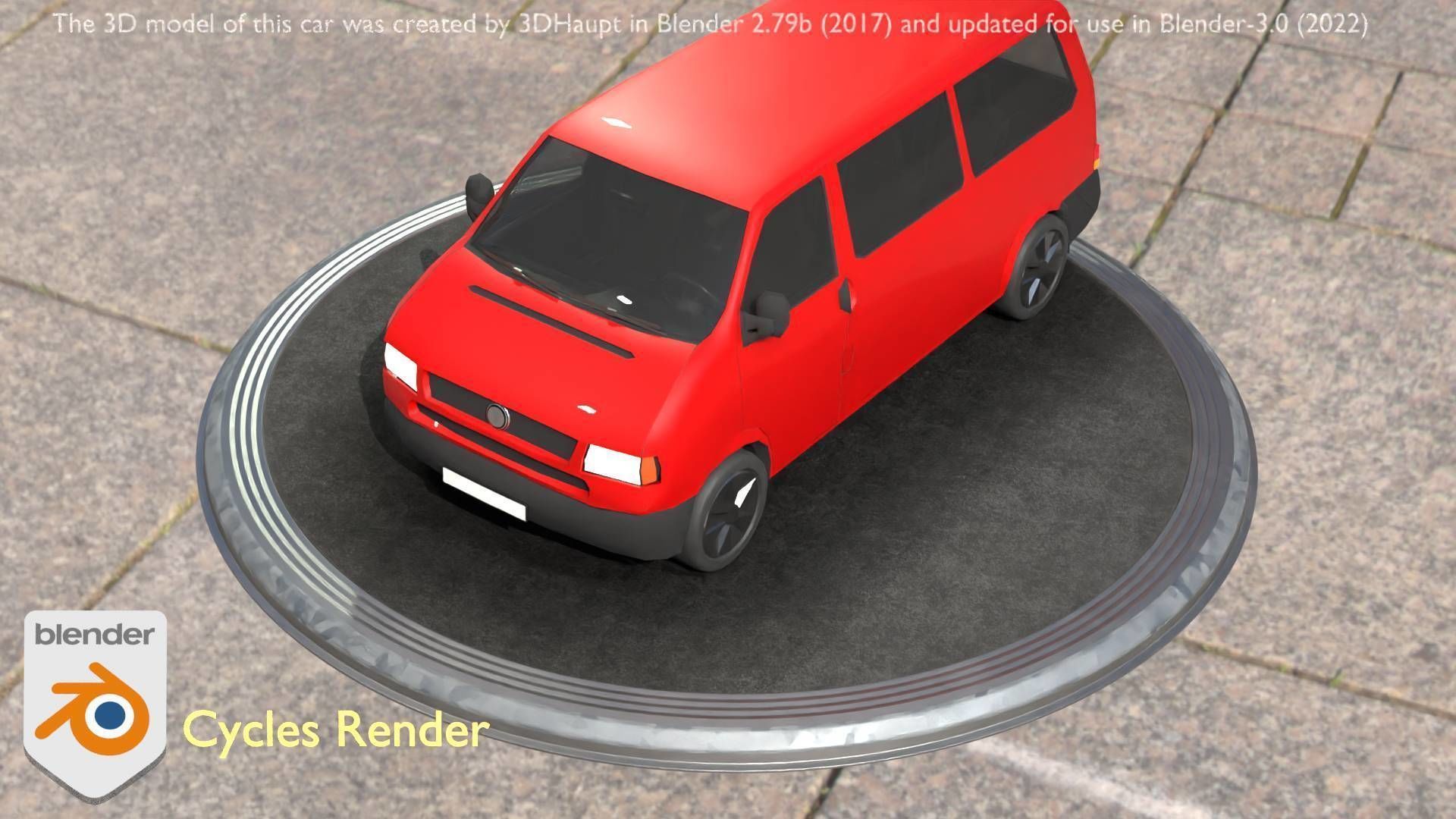 City Car 31 Commercial Minibus Type-C Red Low-poly 3D model_33