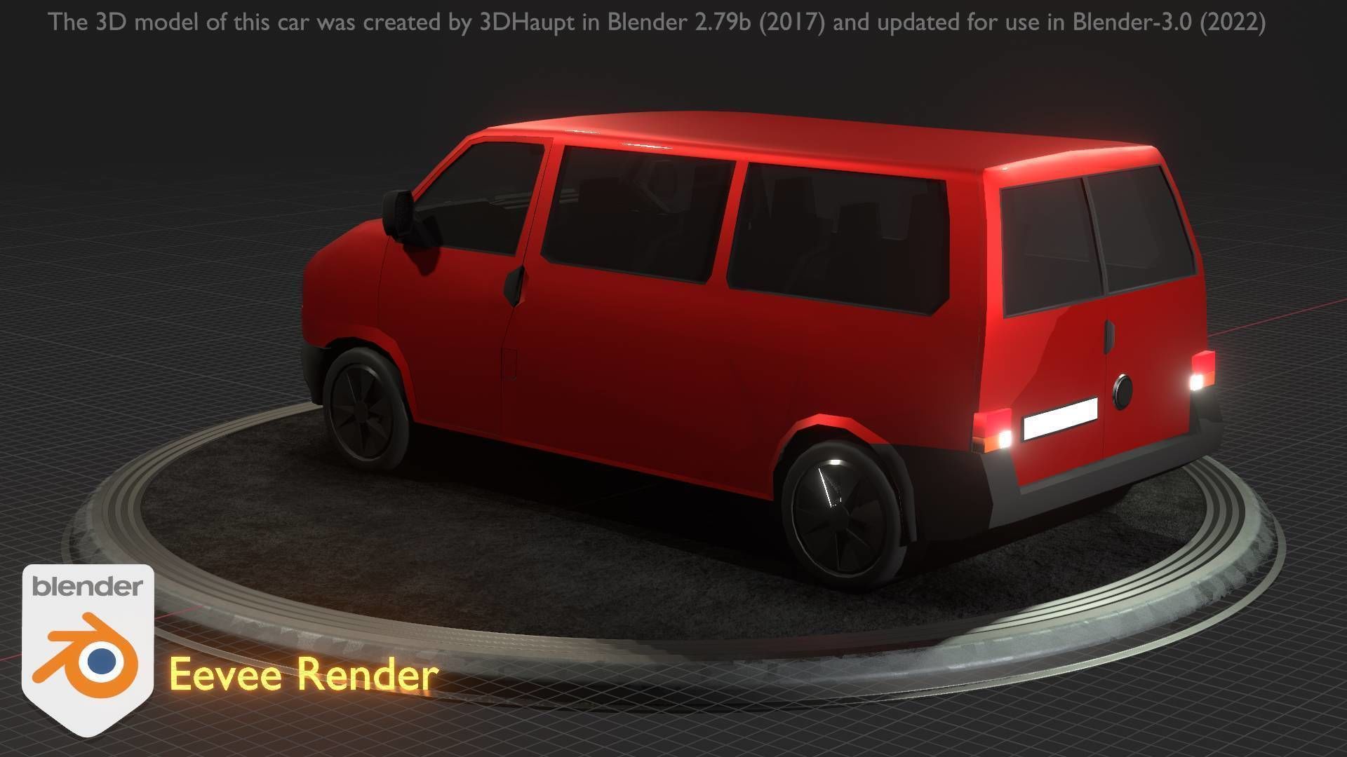 City Car 31 Commercial Minibus Type-C Red Low-poly 3D model_53