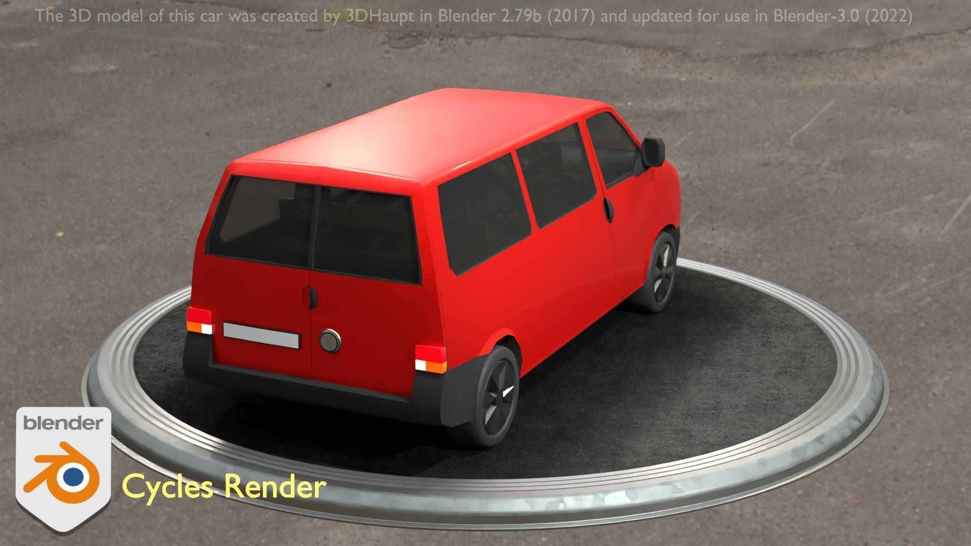 City Car 31 Commercial Minibus Type-C Red Low-poly 3D model_10