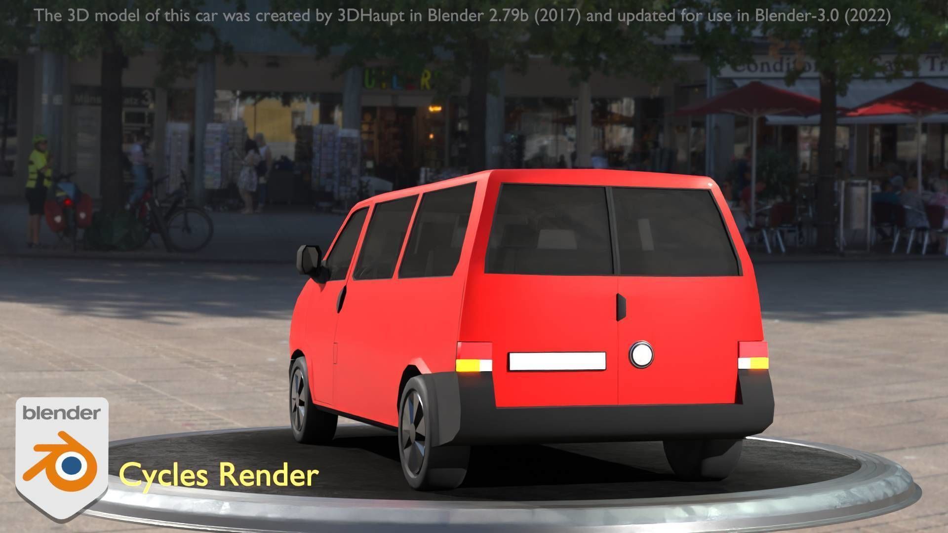 City Car 31 Commercial Minibus Type-C Red Low-poly 3D model_9