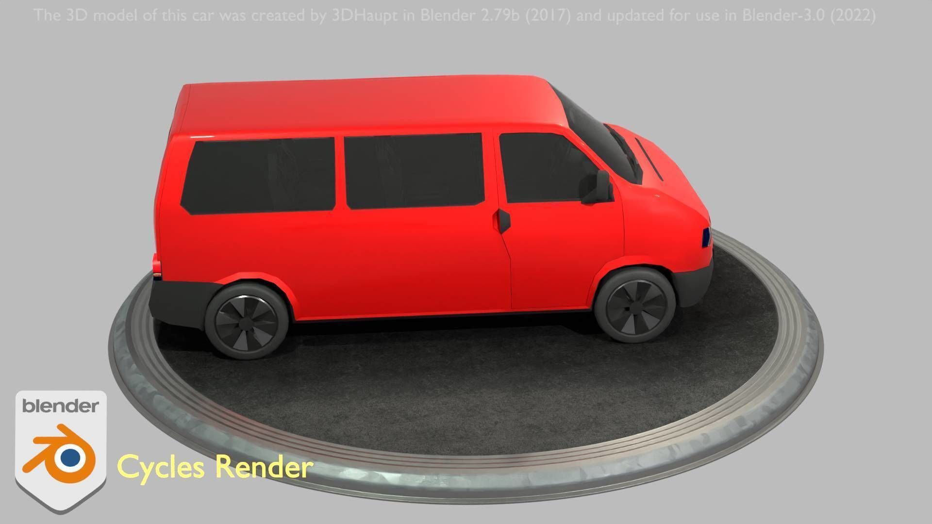 City Car 31 Commercial Minibus Type-C Red Low-poly 3D model_30