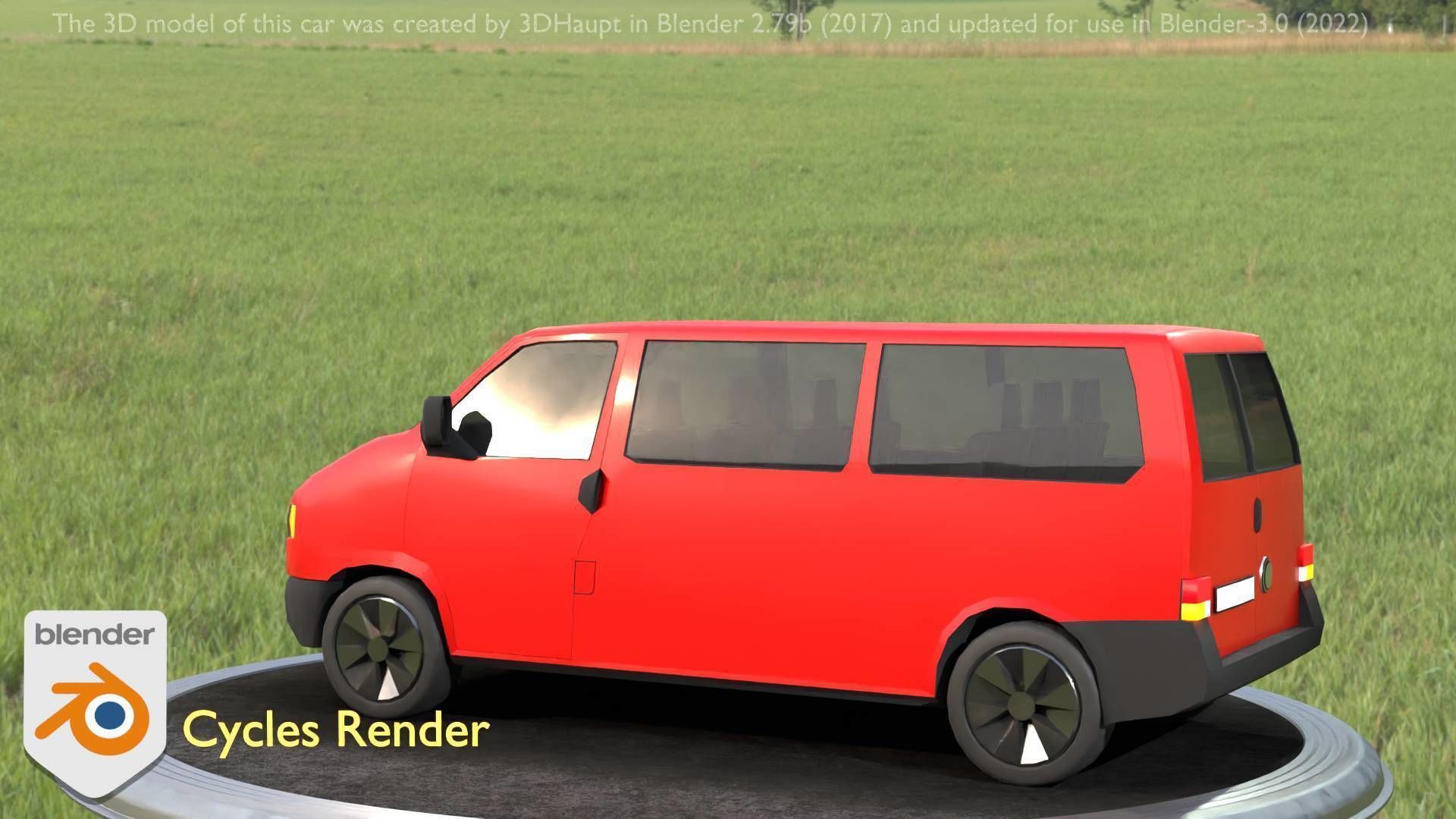 City Car 31 Commercial Minibus Type-C Red Low-poly 3D model_47