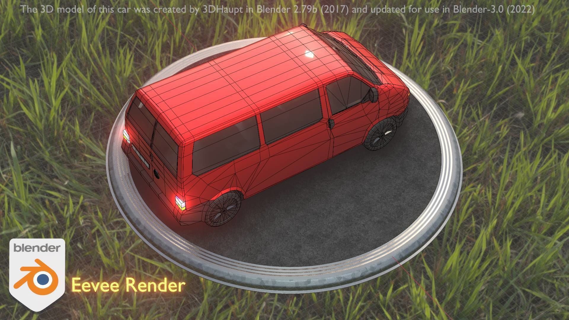 City Car 31 Commercial Minibus Type-C Red Low-poly 3D model_27