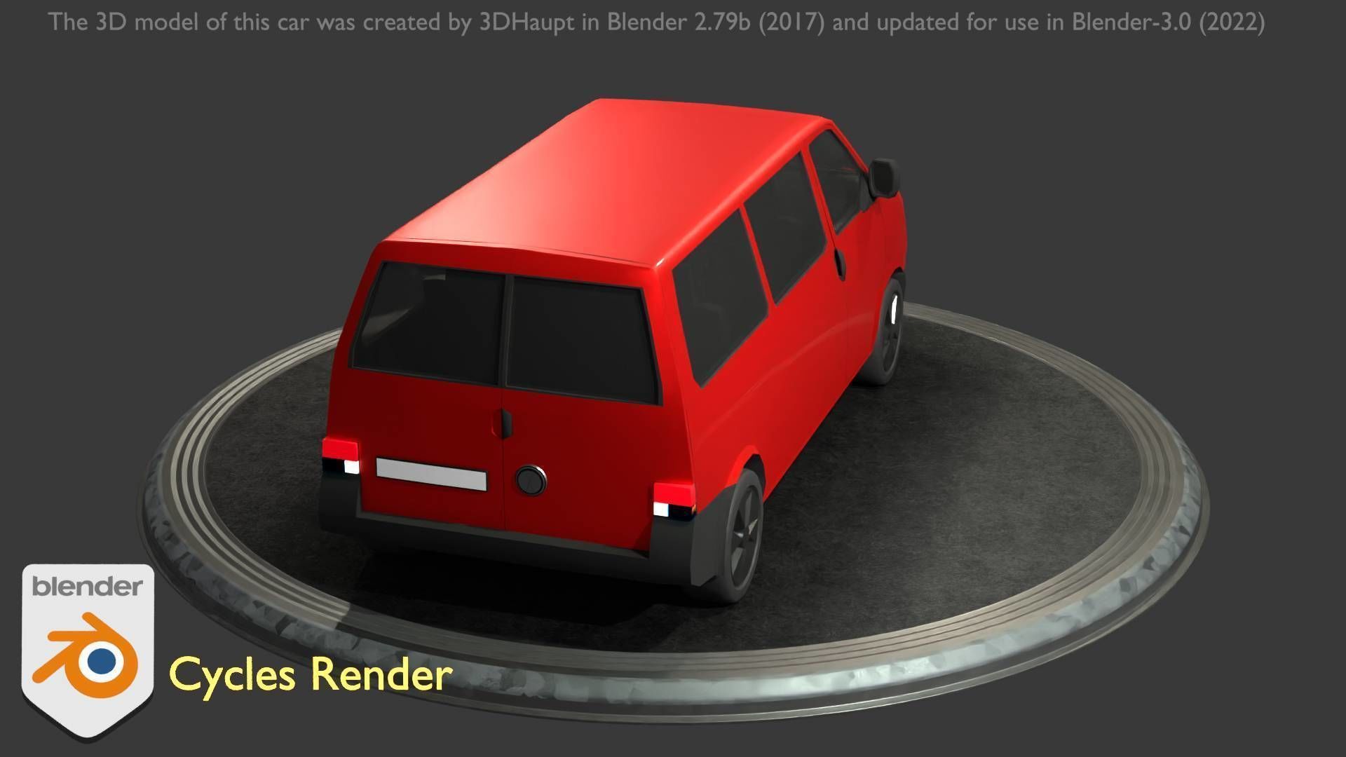 City Car 31 Commercial Minibus Type-C Red Low-poly 3D model_32