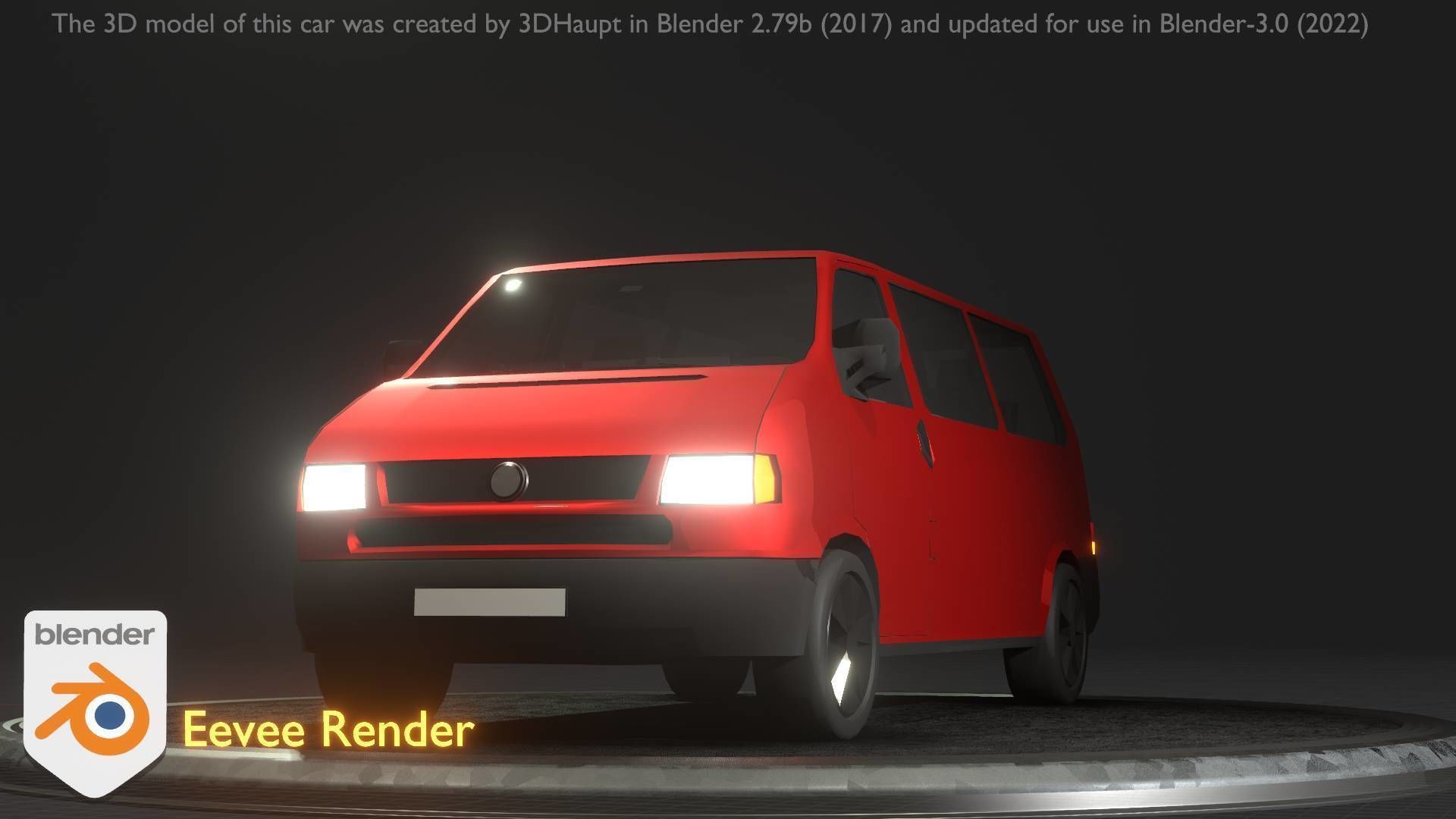 City Car 31 Commercial Minibus Type-C Red Low-poly 3D model_4