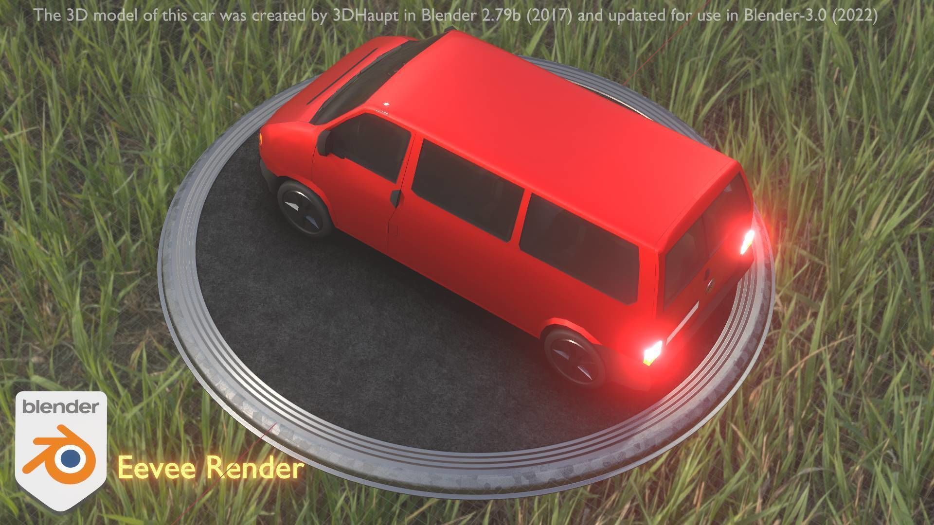 City Car 31 Commercial Minibus Type-C Red Low-poly 3D model_18
