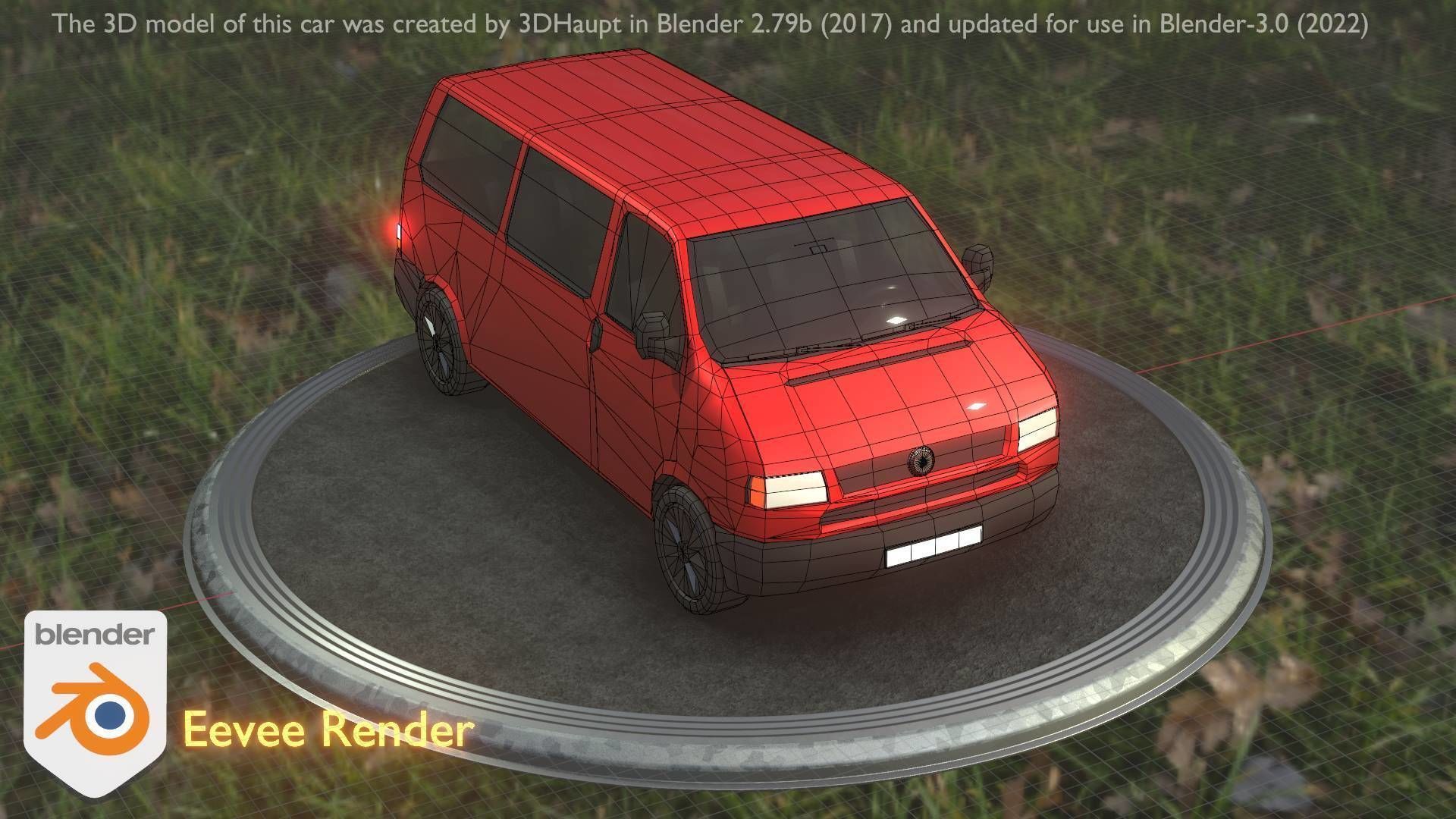 City Car 31 Commercial Minibus Type-C Red Low-poly 3D model_22