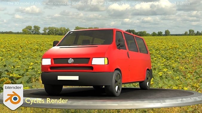 City Car 31 Commercial Minibus Type-C Red Low-poly 3D model