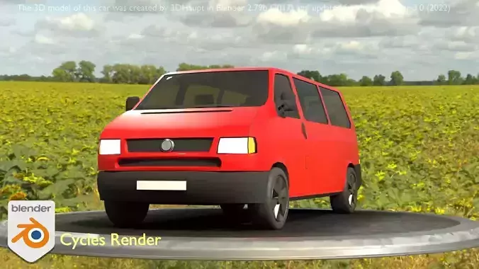 City Car 31 Commercial Minibus Type-C Red Low-poly 3D model