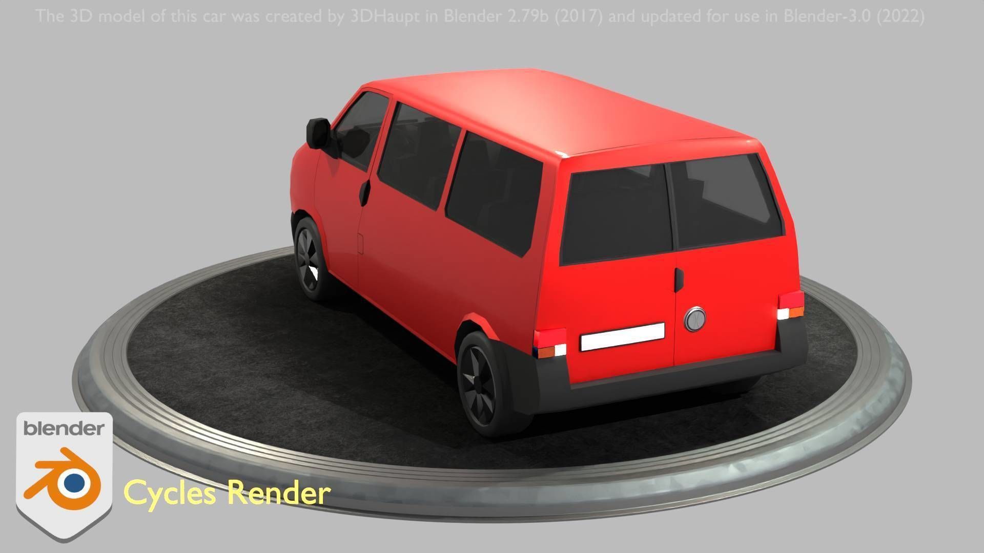 City Car 31 Commercial Minibus Type-C Red Low-poly 3D model_31
