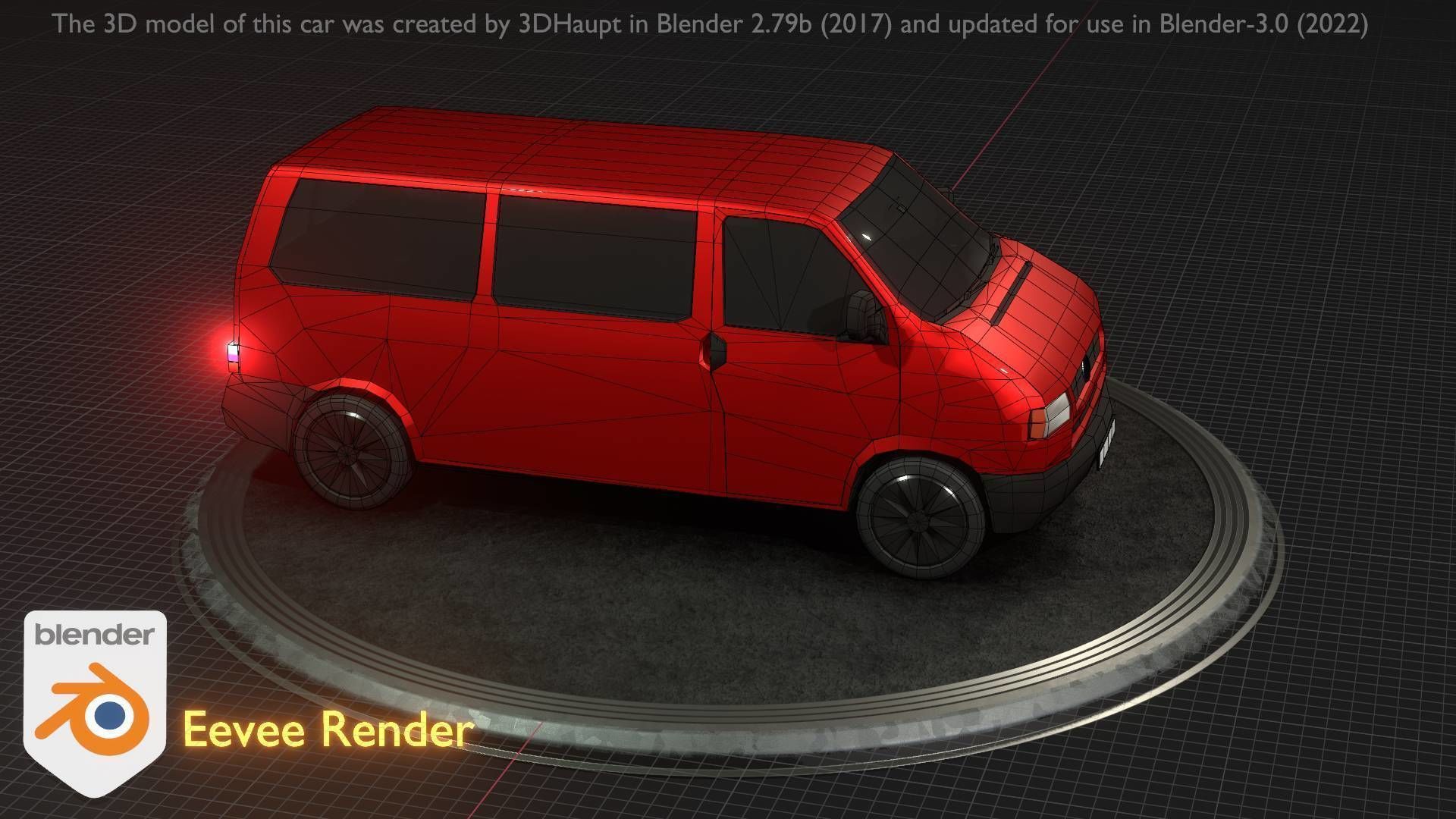 City Car 31 Commercial Minibus Type-C Red Low-poly 3D model_29