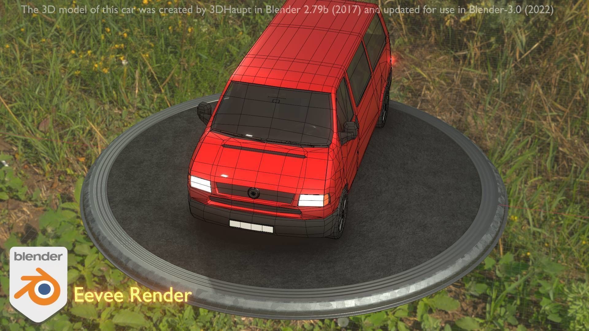 City Car 31 Commercial Minibus Type-C Red Low-poly 3D model_39