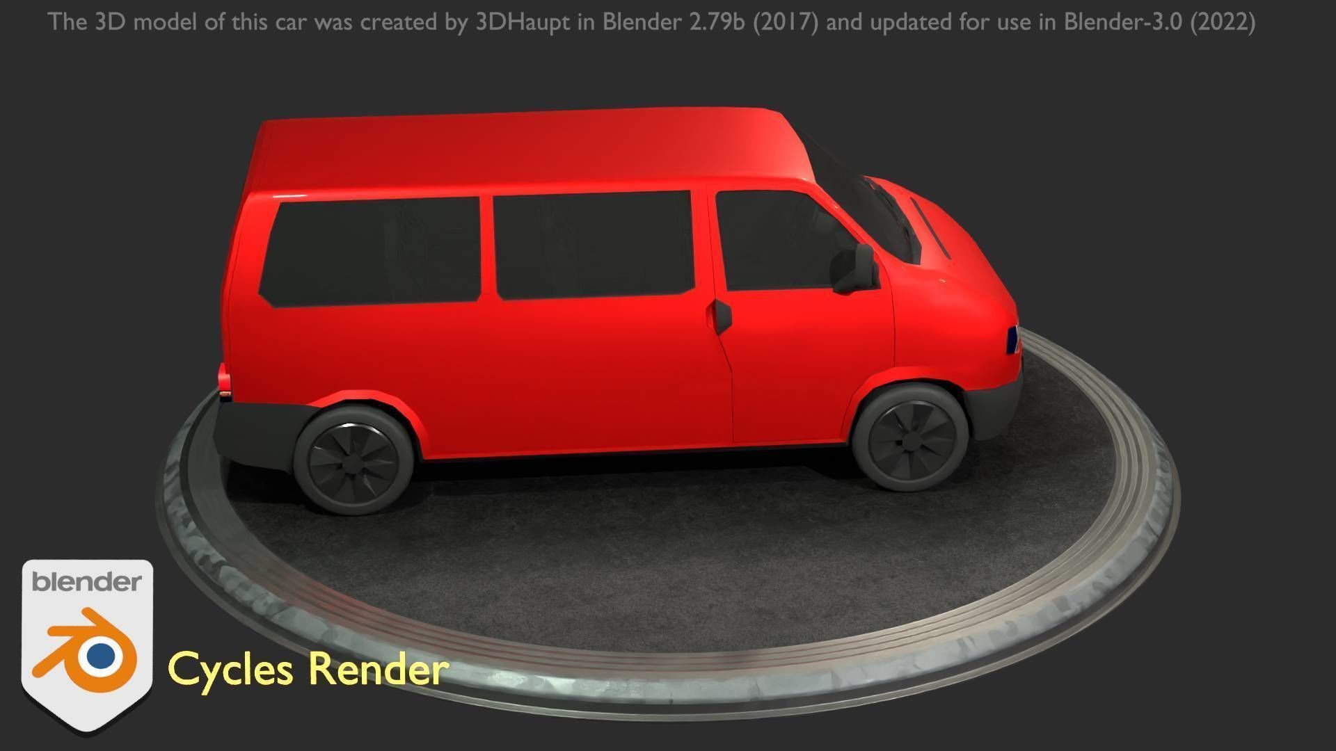 City Car 31 Commercial Minibus Type-C Red Low-poly 3D model_99