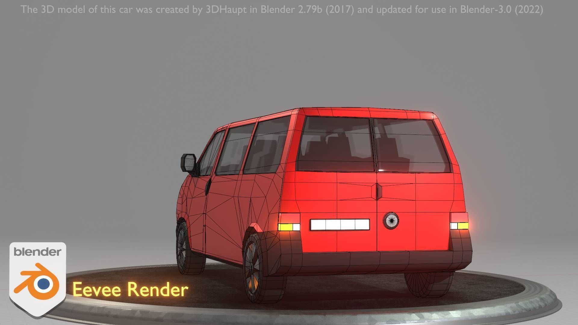 City Car 31 Commercial Minibus Type-C Red Low-poly 3D model_78