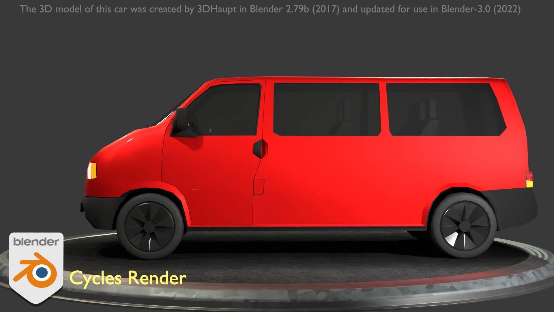 City Car 31 Commercial Minibus Type-C Red Low-poly 3D model_88