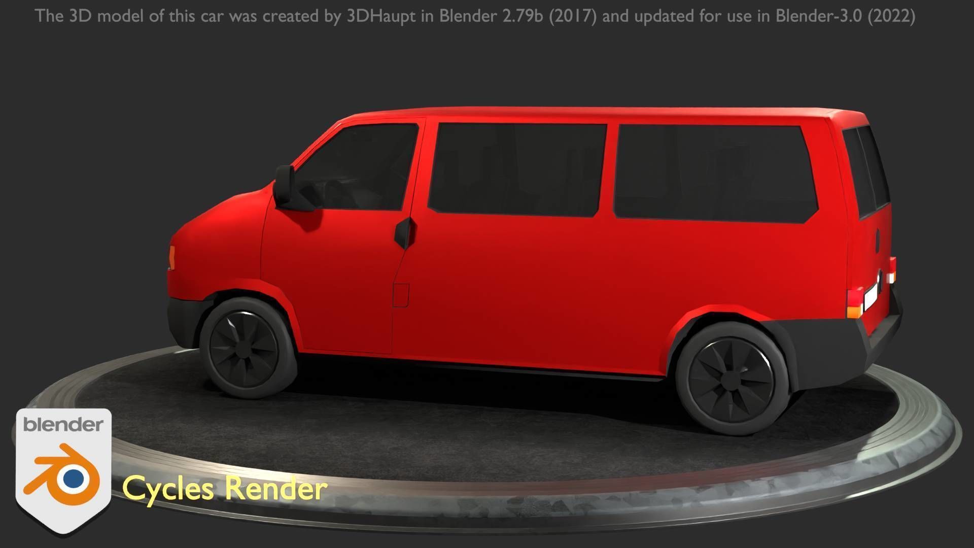 City Car 31 Commercial Minibus Type-C Red Low-poly 3D model_59