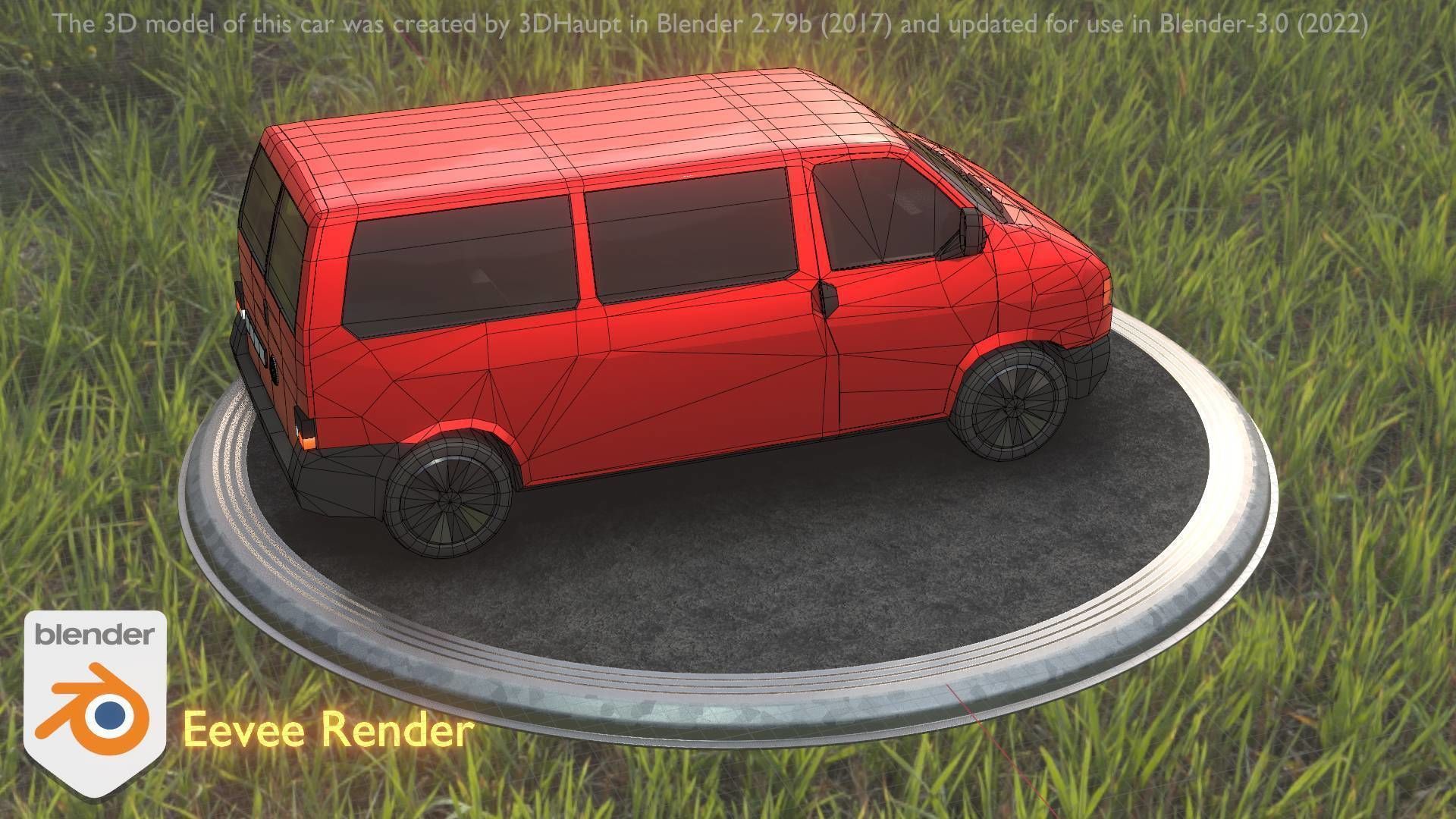 City Car 31 Commercial Minibus Type-C Red Low-poly 3D model_94