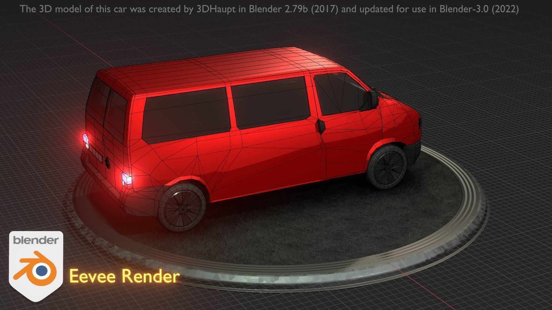 City Car 31 Commercial Minibus Type-C Red Low-poly 3D model_100