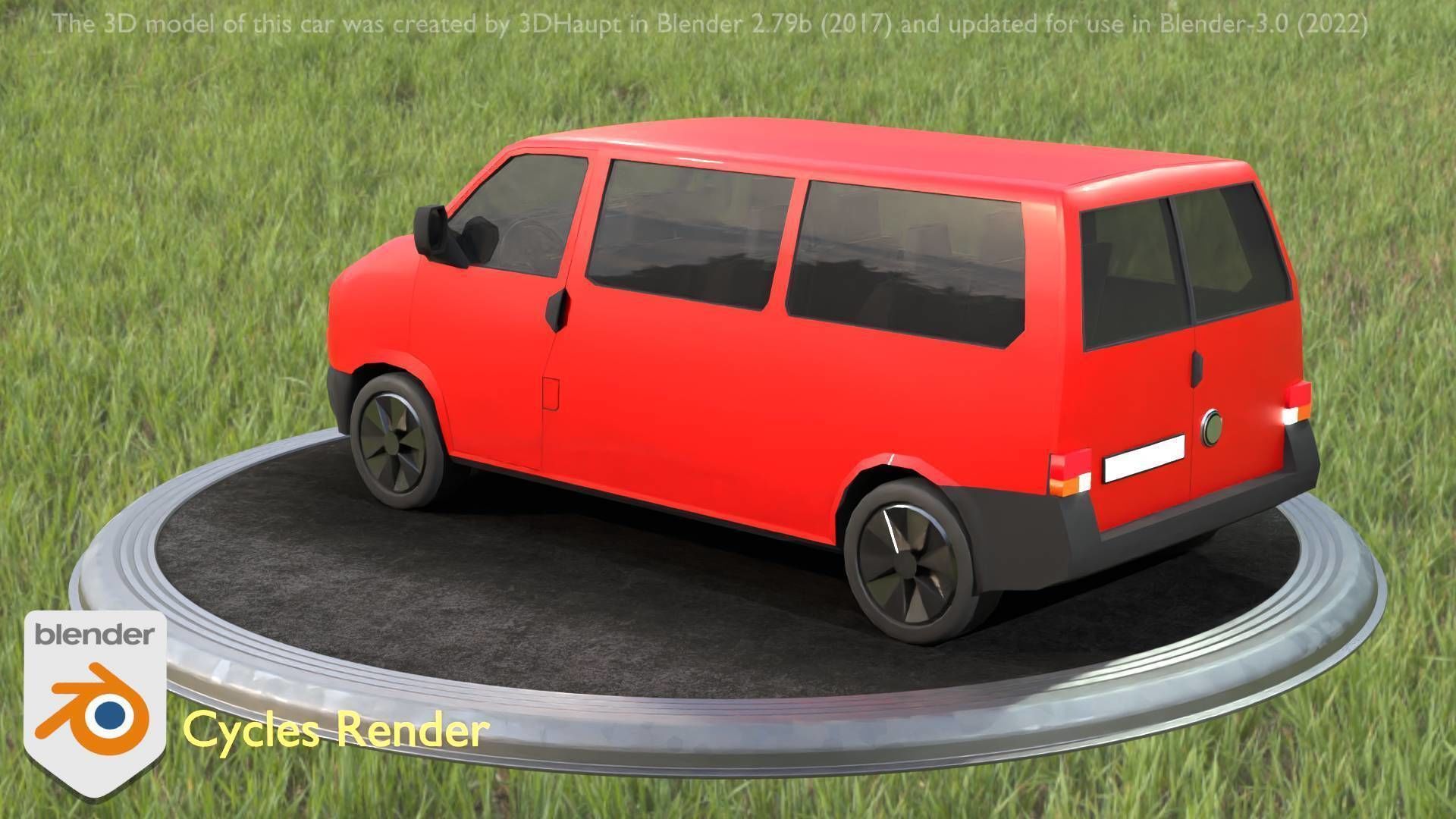 City Car 31 Commercial Minibus Type-C Red Low-poly 3D model_96