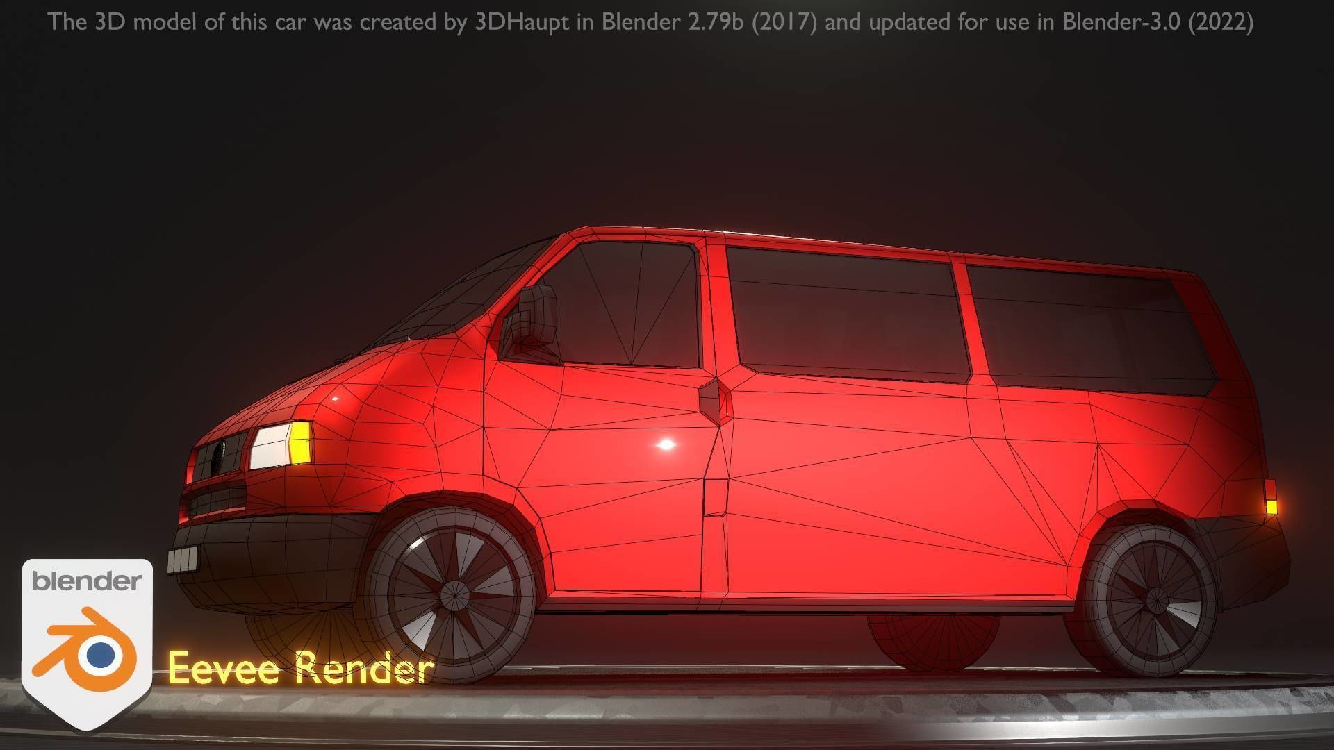 City Car 31 Commercial Minibus Type-C Red Low-poly 3D model_91
