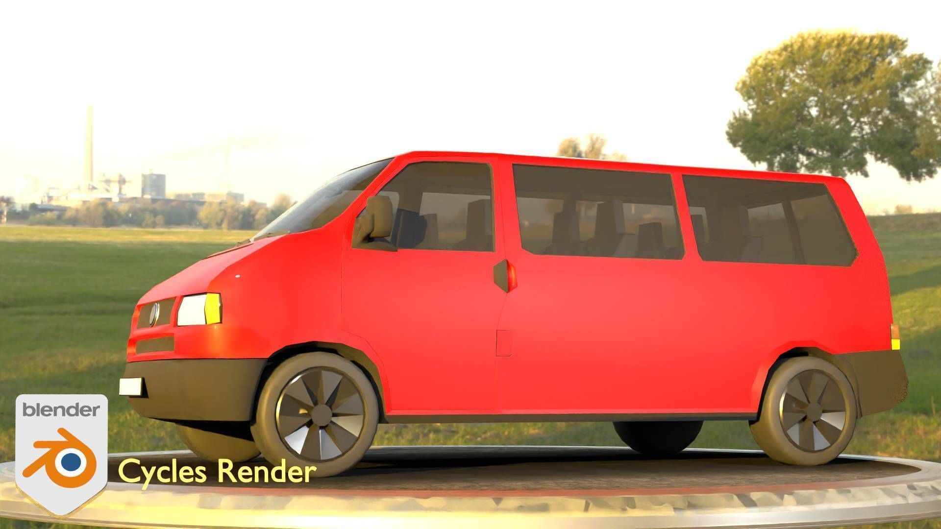 City Car 31 Commercial Minibus Type-C Red Low-poly 3D model_13