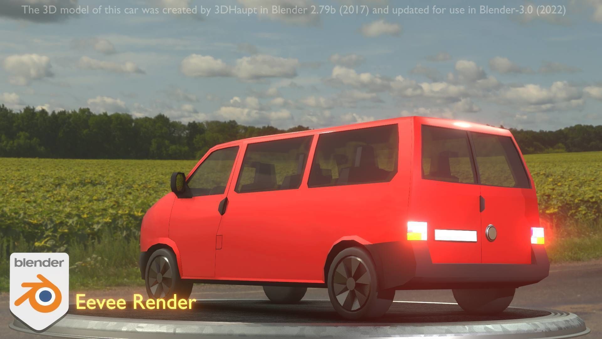 City Car 31 Commercial Minibus Type-C Red Low-poly 3D model_8